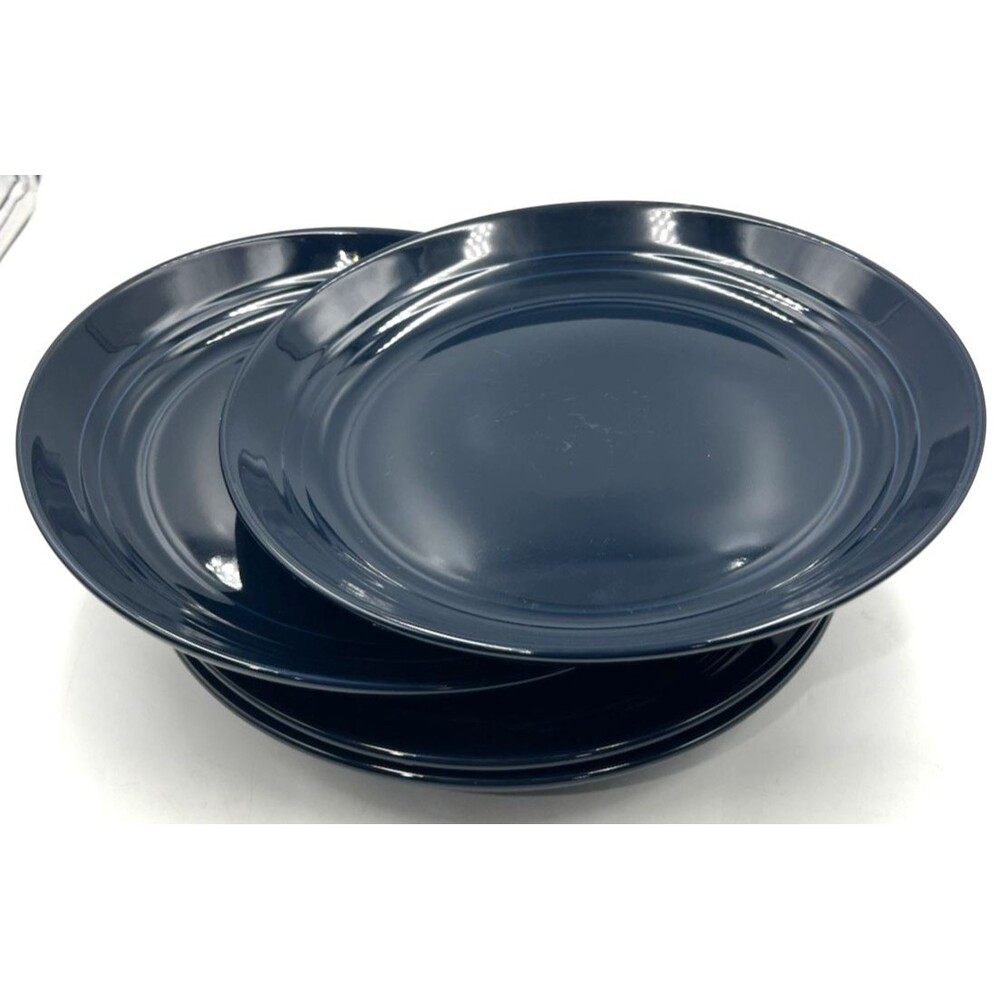 Set of 4 Dinner Plates Navy Blue Threshold Westfield Stoneware Solid Round 10"